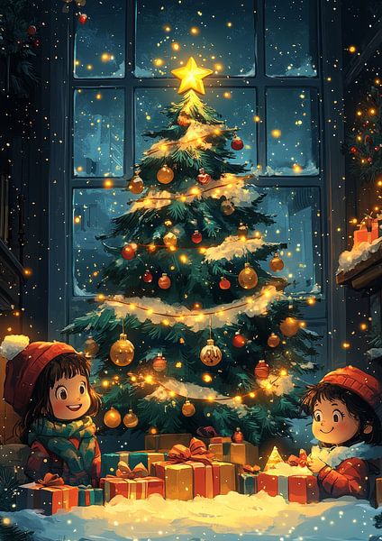 Kerstboom en kleine jongen van Lufy