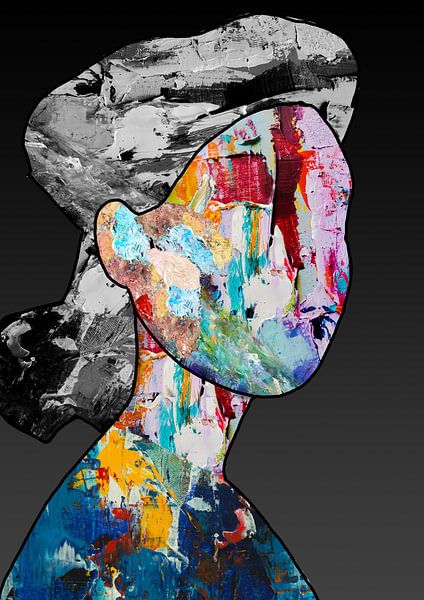 Dame Abstract schilderij van Julian Cross