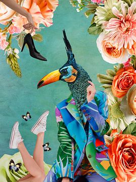 Gek op mode, collage blauw en groen van Lida Bruinen
