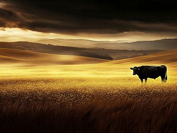 Tough Bull in a Tough Mountain Landscape by Karina Brouwer