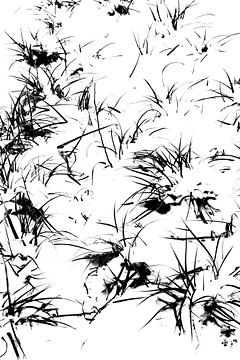Grafisch Gras in Sneeuw. van Renee Klein