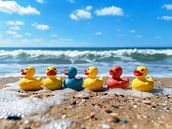 Kleurige badeendjes maken een uitstapje naar het strand II van Andrea Diepeveen-Loot thumbnail