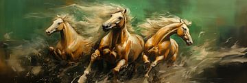 Moderne Kunst Pferde auf einer Ölleinwand, gemalt von Animaflora PicsStock