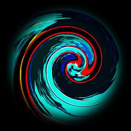 Faszinierende Farbspiralen auf Schwarz 05 / Spirale / Farbstrudel von Kerstin Franz
