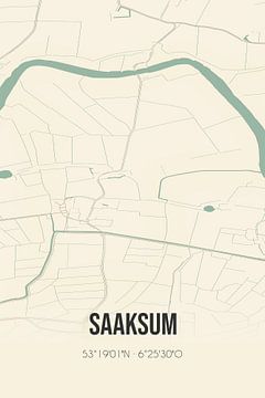 Vintage landkaart van Saaksum (Groningen) van Rezona