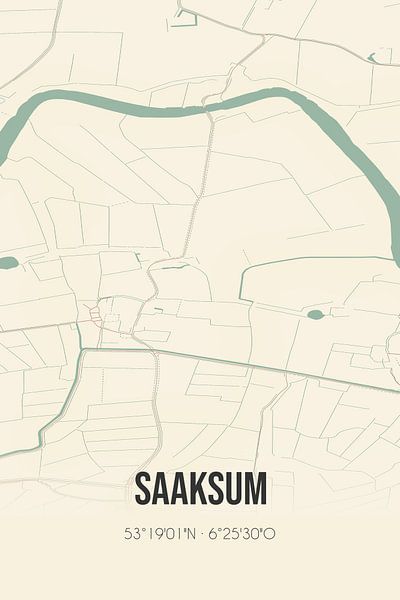 Vintage map of Saaksum (Groningen) by Prints of Place