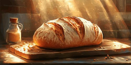 Freshly baked bread in the warm sunlight