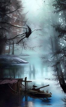 Vieux quai dans une forêt