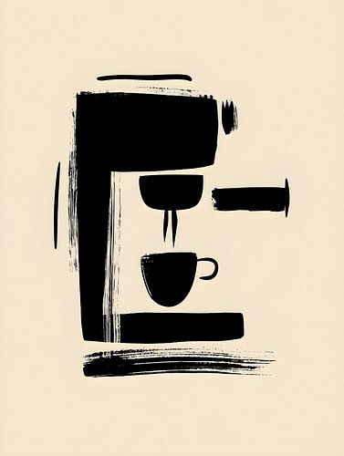 Minimalistische portafiltermachine in borstelstijl