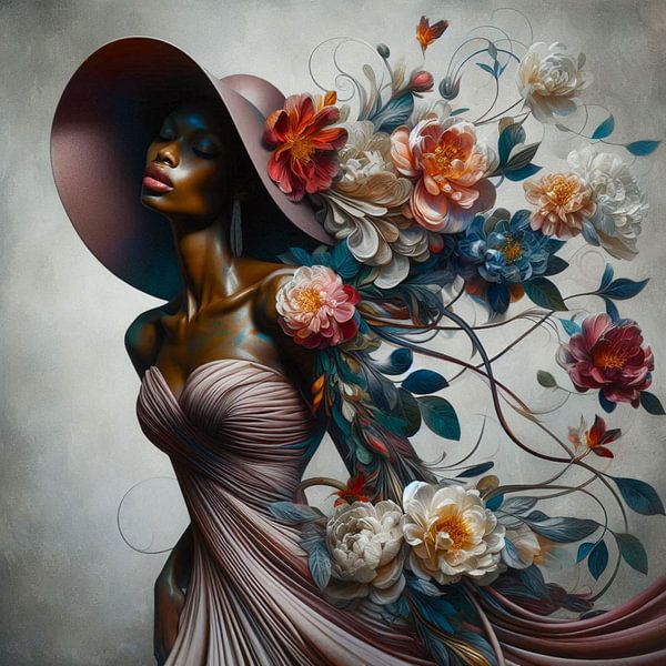 Femme avec des fleurs par Bernhard Karssies