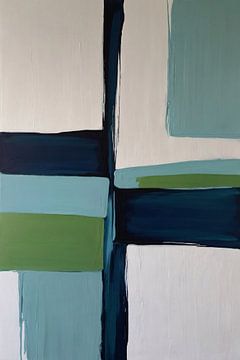 Abstracte Harmonie in Blauw en Groen van De Muurdecoratie