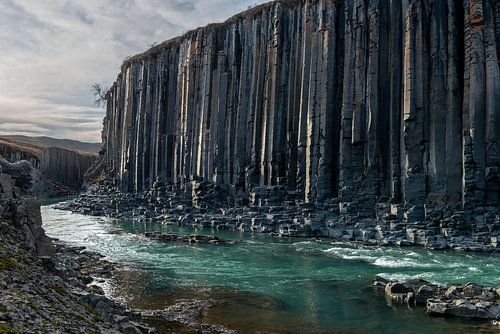 De Basalt vallei studlagil in Oost IJsland