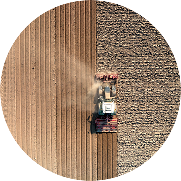 Tractor bereidt de grond voor op het planten van gewassen