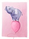 lila Elefant auf rosa Ballon von Stefan Lohr Miniaturansicht