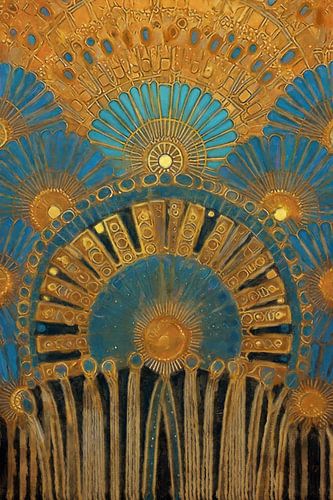 Gold Pattern with Blue Accents