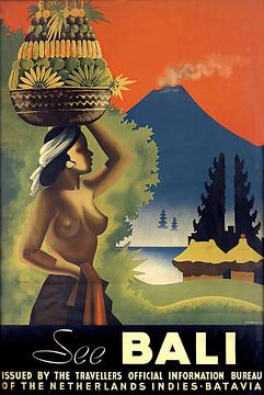 Vintage Indonesian Travel Poster van David Potter