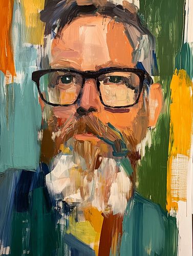 Portret met abstracte penseelstreken