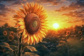 Sonnenblume bei Sonnenuntergang