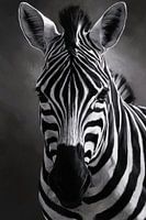 Zebra in Black and White Monochrome Portrait