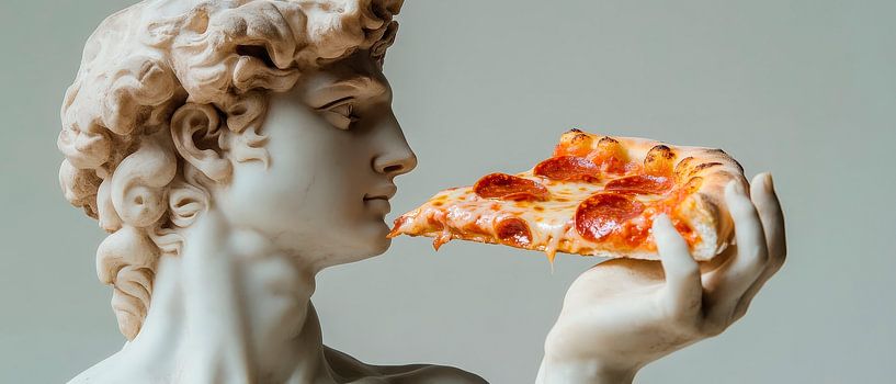 Sculpture with pizza - Humorous and creative by Poster Art Shop