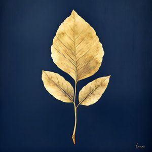 Feuille d'or sur fond bleu foncé