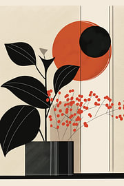 Botanisches Stillleben mit schwarzen Blättern von Art Prints