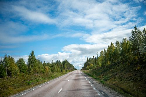 Sur la route par une belle journée en Suède