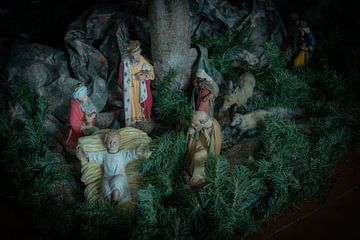Beautiful antique Christmas statues in a unique setting with a homely atmosphere Christmas from this nativity scene by Ad Huijben