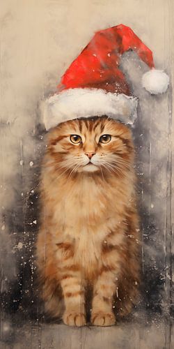Sweet kitten wearing a Santa hat