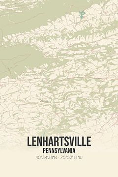 Carte ancienne de Lenhartsville (Pennsylvanie), USA. sur Rezona