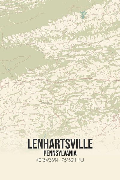Vintage map of Lenhartsville (Pennsylvania), USA. by Prints of Place