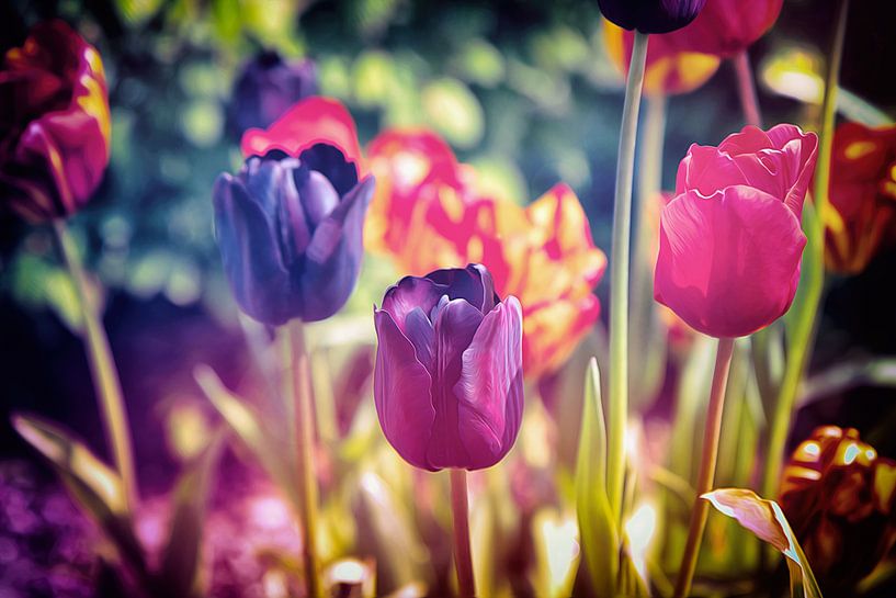 Ein buntes Meer aus Blumen - stimmungsvolles, farbenfrohes Blumenfeld aus Tulpen - Frühlingserwachen von Jakob Baranowski - Photography - Video - Photoshop