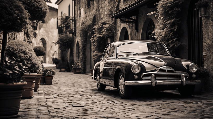 Voiture ancienne dans une rue italienne, monochrome par Animaflora PicsStock