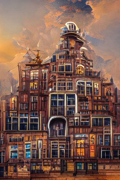 Fantasie gebouw in bruine tinten van Bert Nijholt