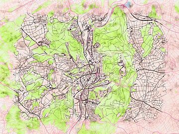 Kaart van Marburg in de stijl 'Soothing Spring' van Maporia
