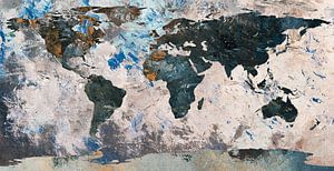 World map - Muted paint and canvas texture