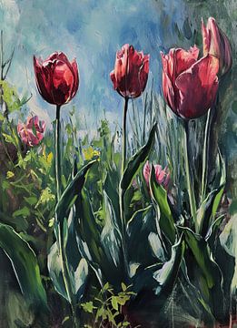 Impressionistische Tulpen van Blikvanger Schilderijen
