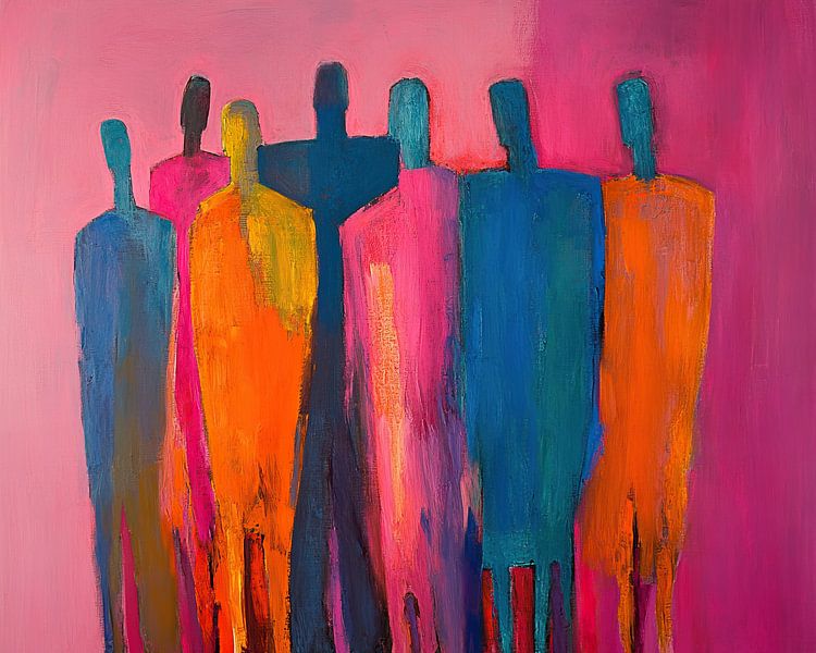 Groupe de personnes sur fond de couleurs vives par Caprices d'Art