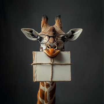 Tall Tales | Leesvoer, De Intelligente Giraffe met een humoristische twist. Leesbril op de neus, boek in de bek; letterlijk of figuurlijk Leesvoer? van Sander van der Torren