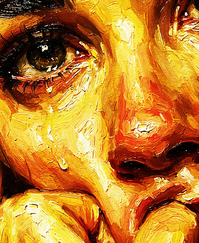 « Golden Tears » – Portrait émotionnel en gros plan des yeux