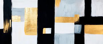 Abstrakte Komposition in Gold und Schwarz von Poster Art Shop