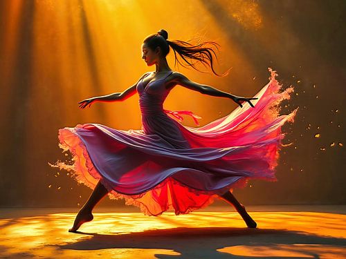 Dancing in a pink dress