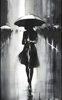 Frau mit Regenschirm