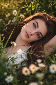 Nuit d'été dans une mer de fleurs sur Poster Art Shop