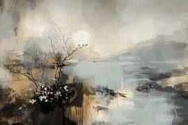 Abstract landscape in Japandi style by Japandi Art Studio