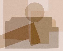 Abstracte moderne kunst in neutrale kleuren. Warm beige, grijs, wit. van Dina Dankers