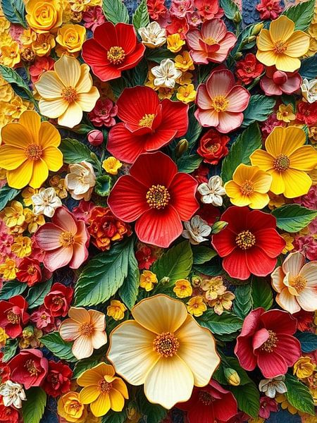 Une symphonie vibrante de fleurs colorées : Un chef-d'œuvre floral en gros plan par Artistic