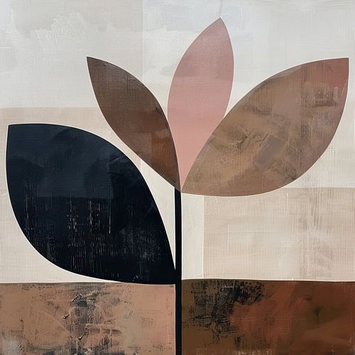 Moderne abstrakte Kunst: Formen und Linien in Schwarz, Braun, Beige, Grau und Rosa