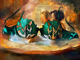 Emerald & Amber Glow – Botanical still life in impasto acrylic (fine art wall hanging)