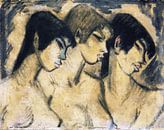 Drie meiden in profiel, Otto Mueller - ca 1918 van Atelier Liesjes thumbnail